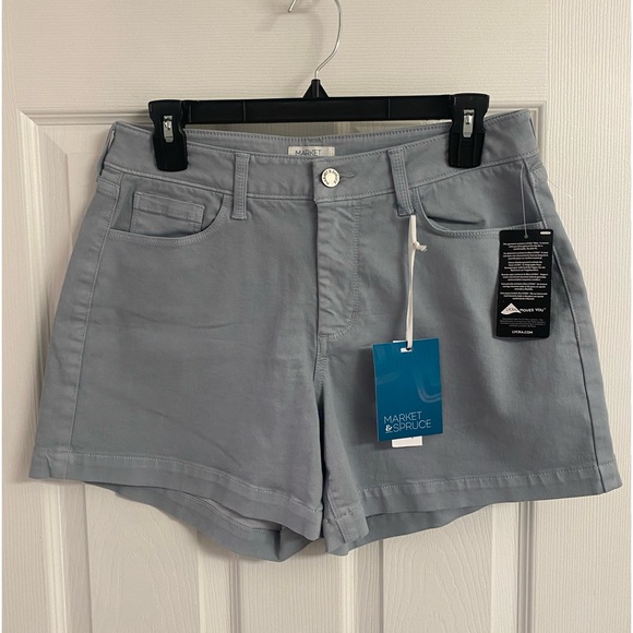 Market and Spruce Women's Shorts Blue Gray Spring Summer Stretch 5 Pocket Size 4 - Picture 1 of 2